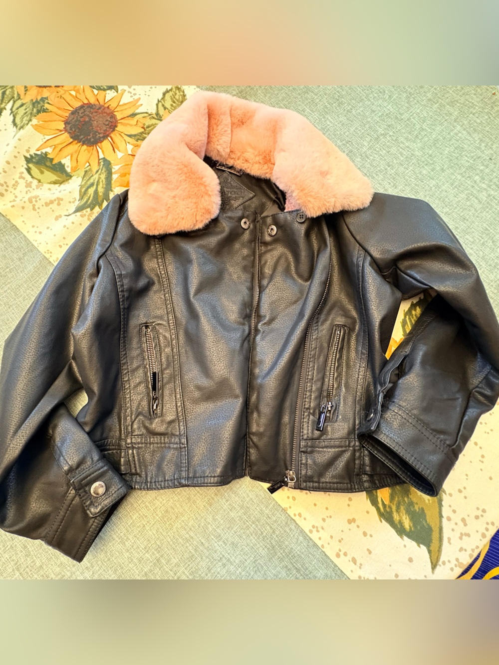 Jou Jou girl's faux leather moto jacket